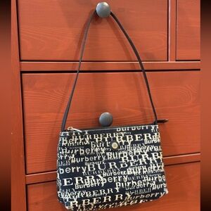 Burberry Blue and White Logo Shoulder Bag